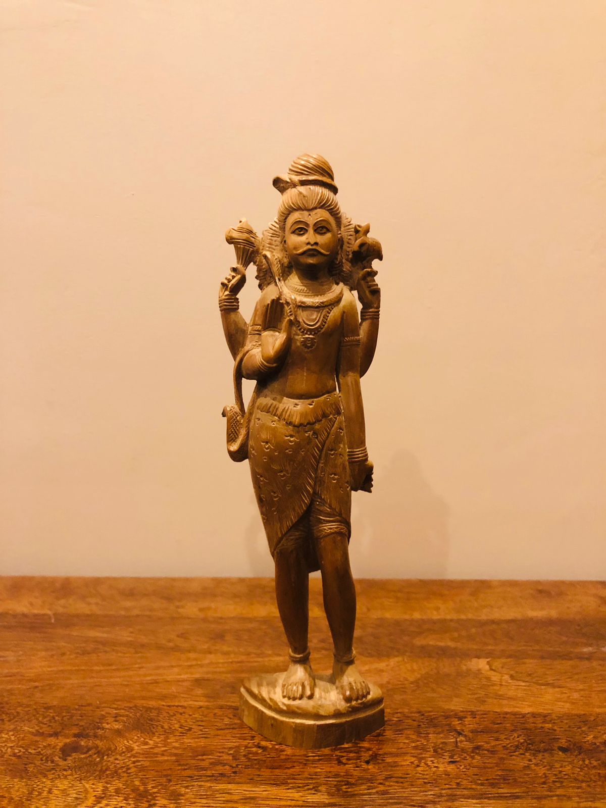 Sandalwood Vintage Shiva Standing Hand Carved Statue - Malji Arts