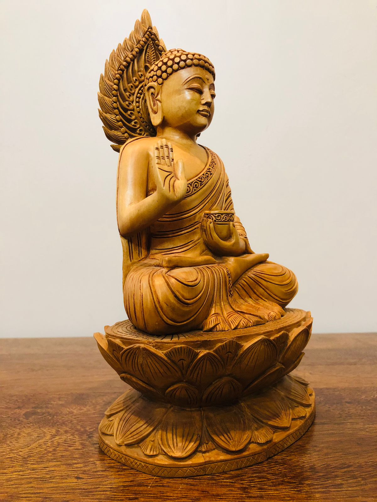 Wooden Hand Carved Meditation Buddha Statue - Malji Arts