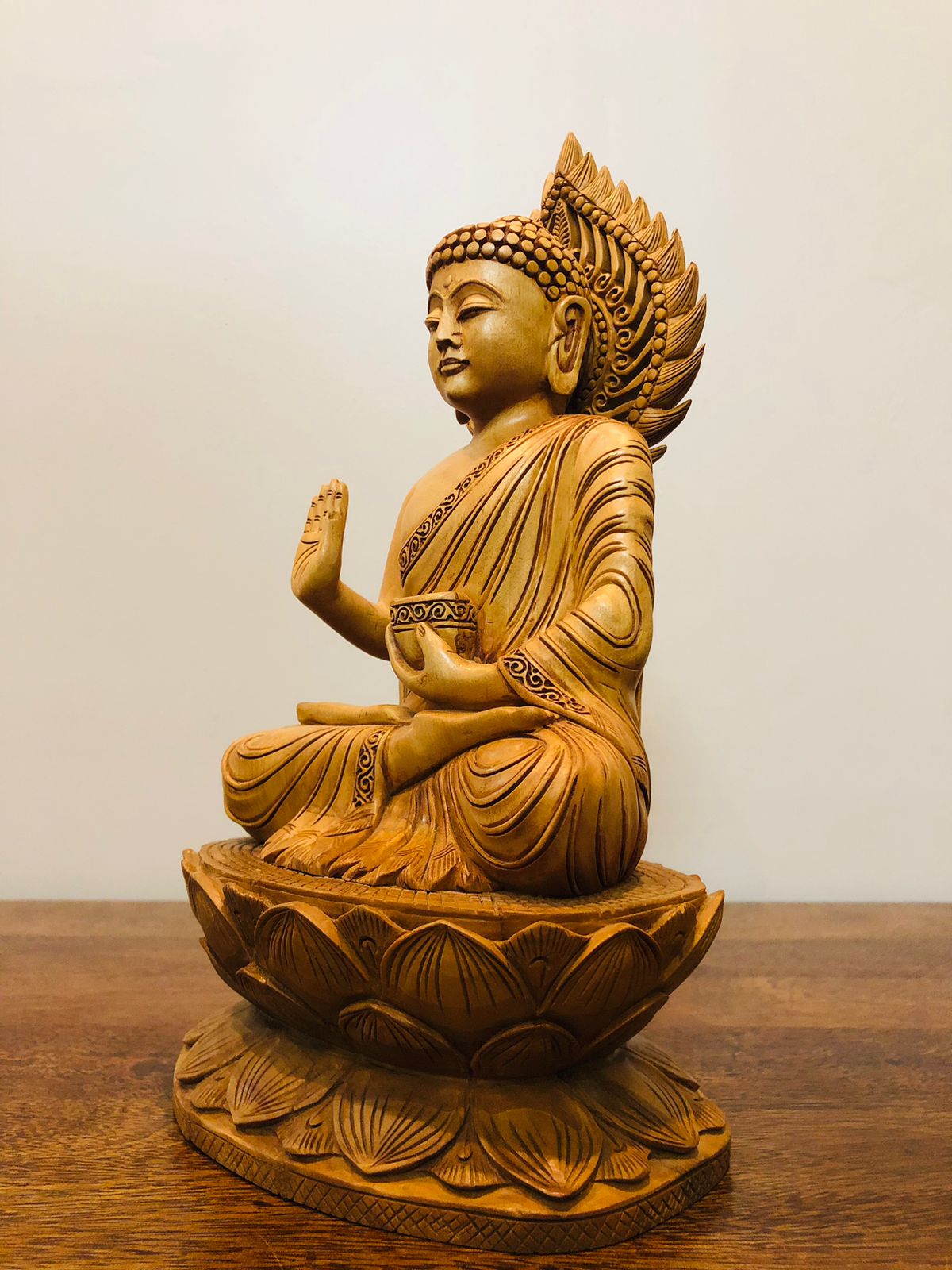 Wooden Hand Carved Meditation Buddha Statue - Malji Arts