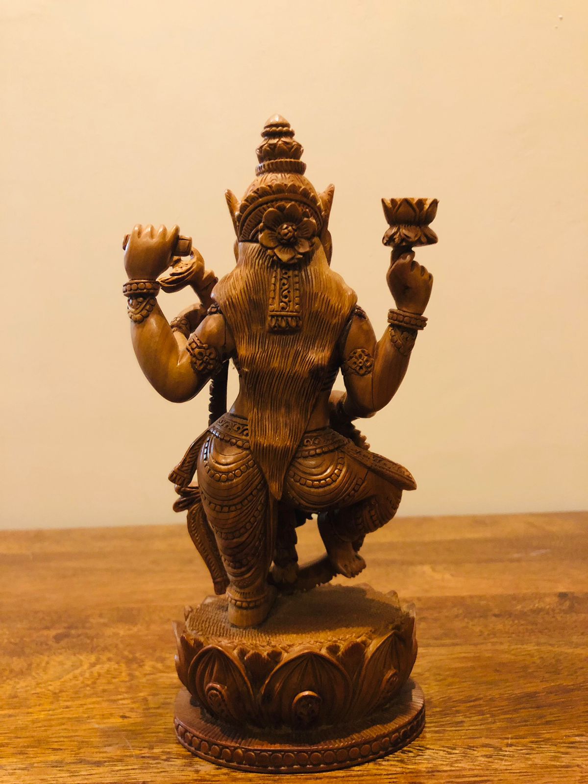sandalwood Special Carved Sitting Goddess Saraswati Statue - Malji Arts