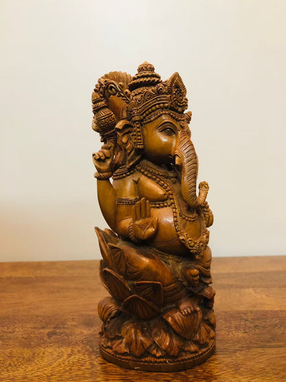 Sandalwood Special Carved Ganesha Statue - Malji Arts
