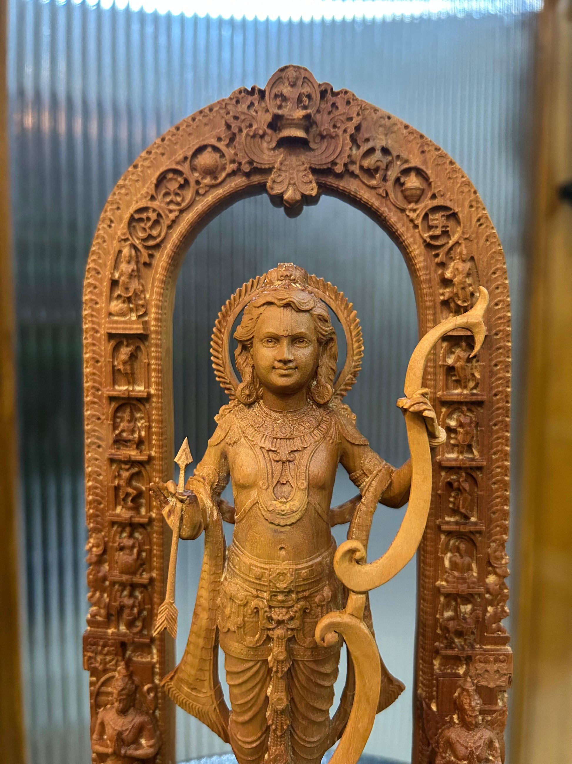 10-inch sandalwood Ram Lalla statue - Malji Arts