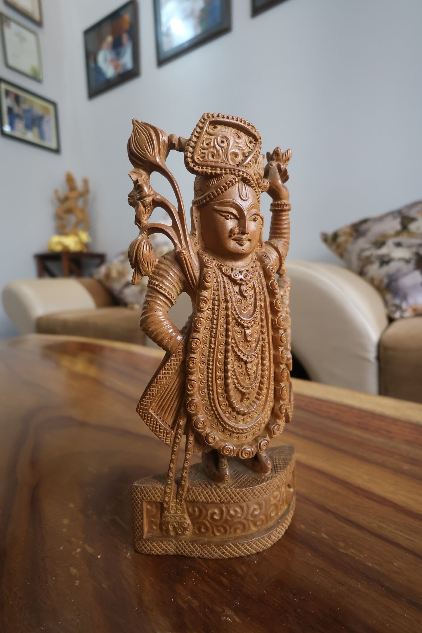 Antique Sandalwood Statue of Lord Shri Nath Ji - Malji Arts