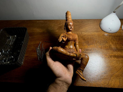 Sandalwood scupture of Devi Uma as Bhogashakti - Malji Arts