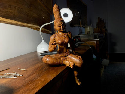 Sandalwood scupture of Devi Uma as Bhogashakti - Malji Arts