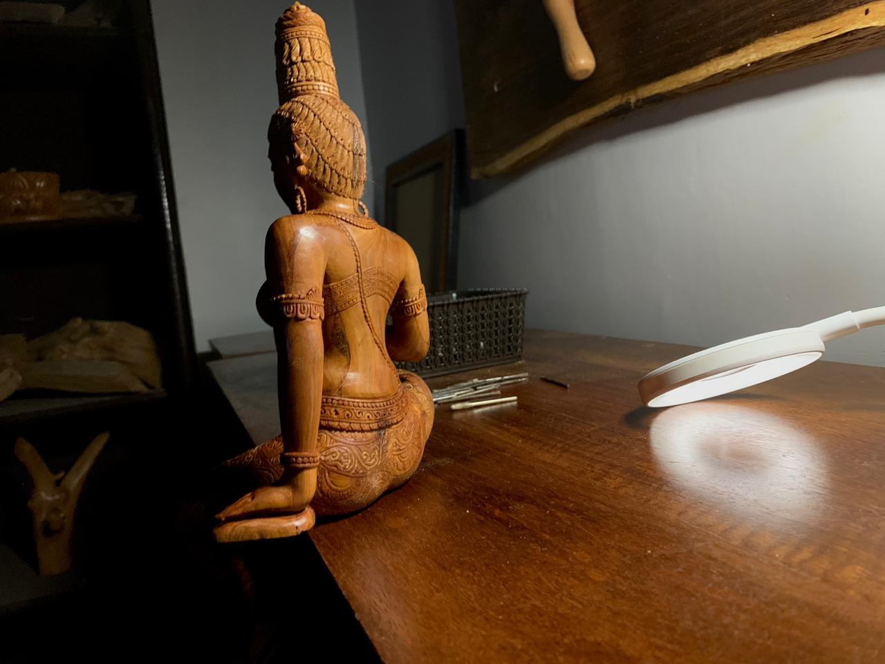 Sandalwood scupture of Devi Uma as Bhogashakti - Malji Arts
