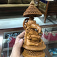 Wooden Round Jali Ganesha Fine Hand Carved Statue - Malji Arts