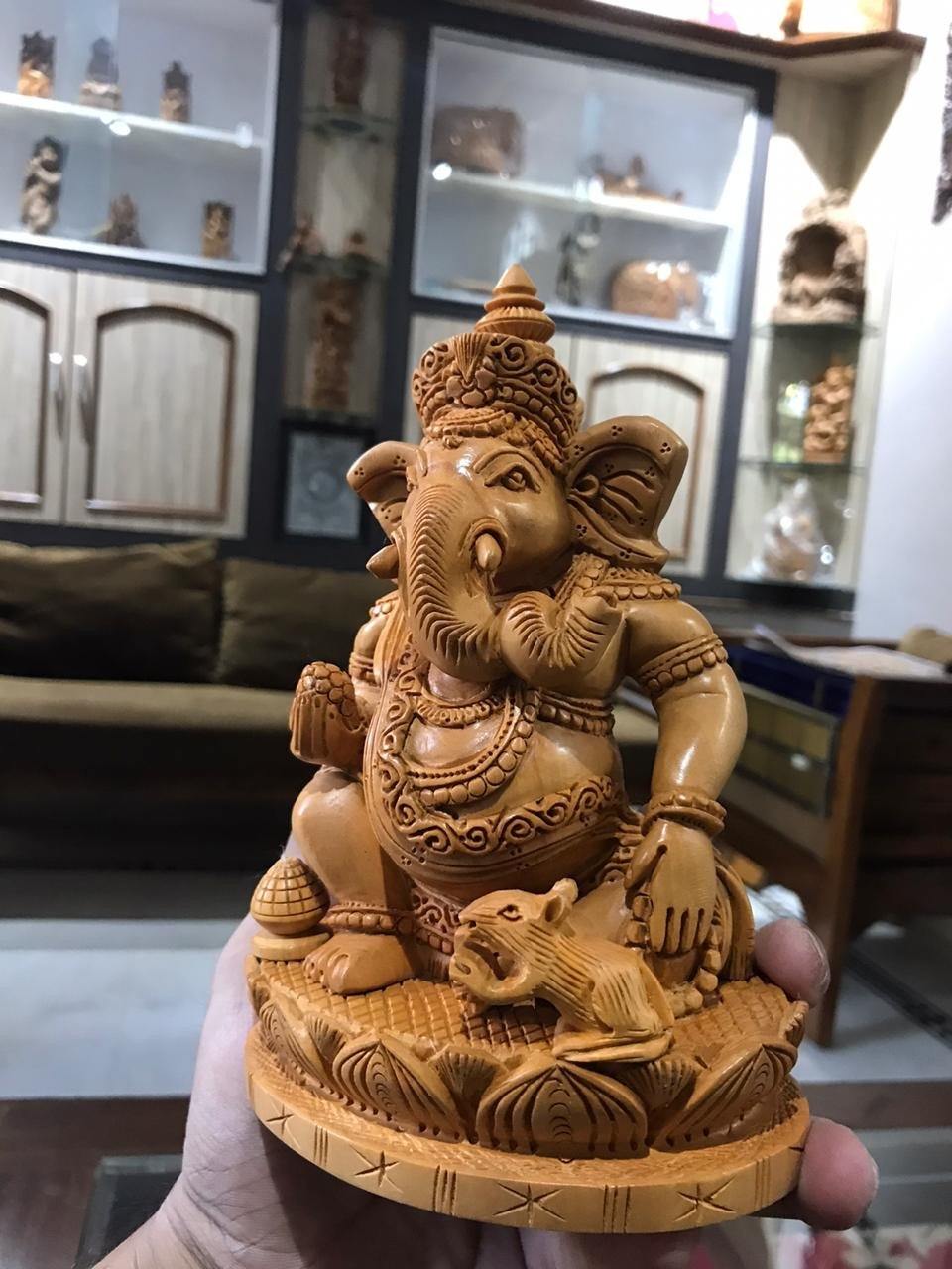 Wooden Decorative Ganesha Carving - Malji Arts