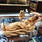 Wooden Sleeping Lord Vishnu Fine Carved Statue - Malji Arts