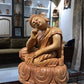 Wooden Smiling Buddha Resting Statue - Malji Arts