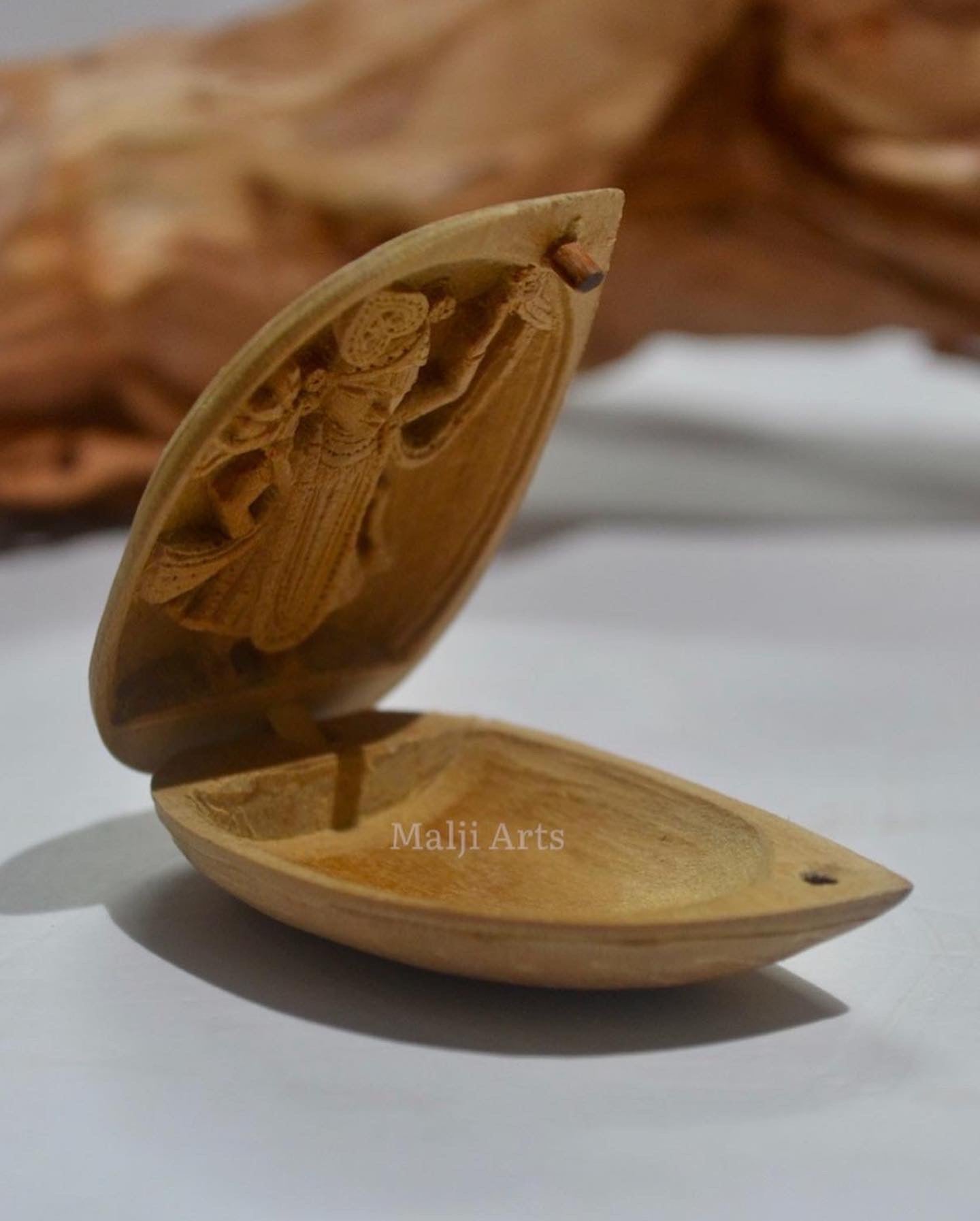 Sandalwood Miniature Shri Nath Ji in Almond - Malji Arts