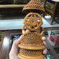 Wooden Round Jali Ganesha Fine Hand Carved Statue - Malji Arts