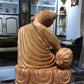 Wooden Smiling Buddha Resting Statue - Malji Arts