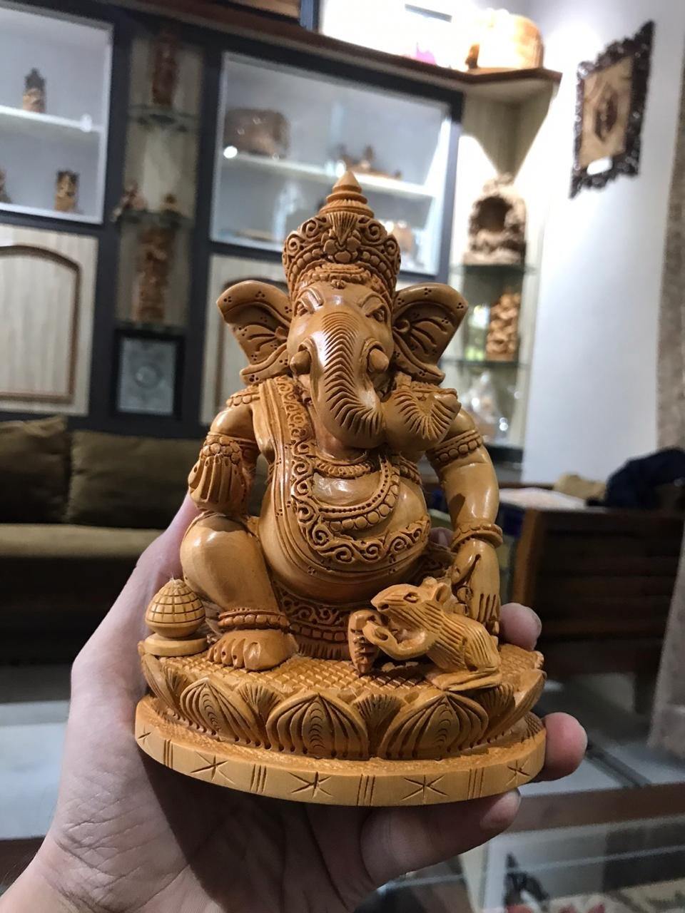 Wooden Decorative Ganesha Carving - Malji Arts