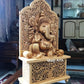 Wooden Fine Carved Ganesha with Jali Work - Malji Arts