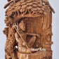 Sandalwood Shiva Resting Statue Under Tree - Malji Arts