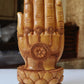 Sandalwood handmade Buddha statue in palm collectible Home Decor Gift - Malji Arts