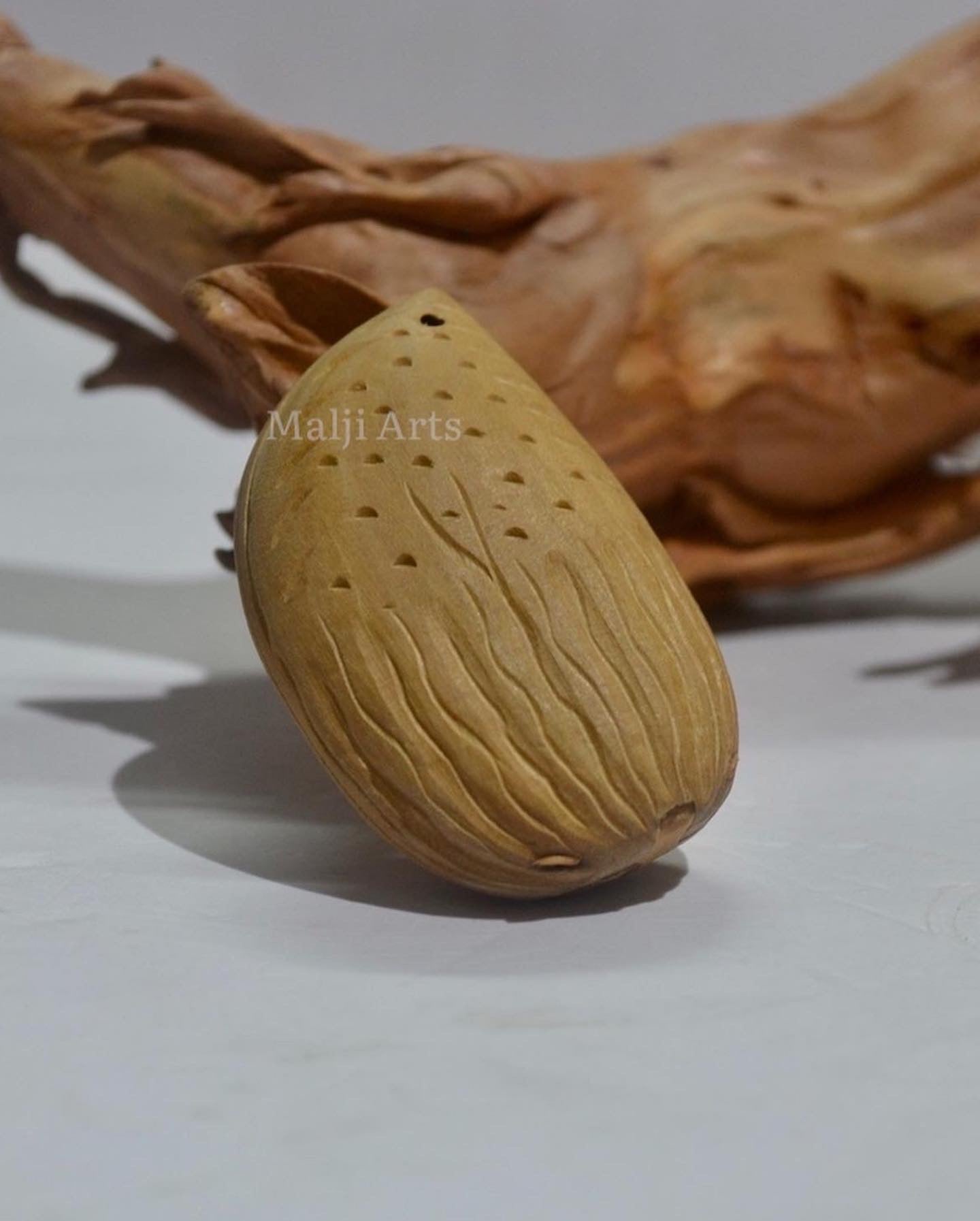 Sandalwood Carving Almond Devoted Hanuman - Malji Arts