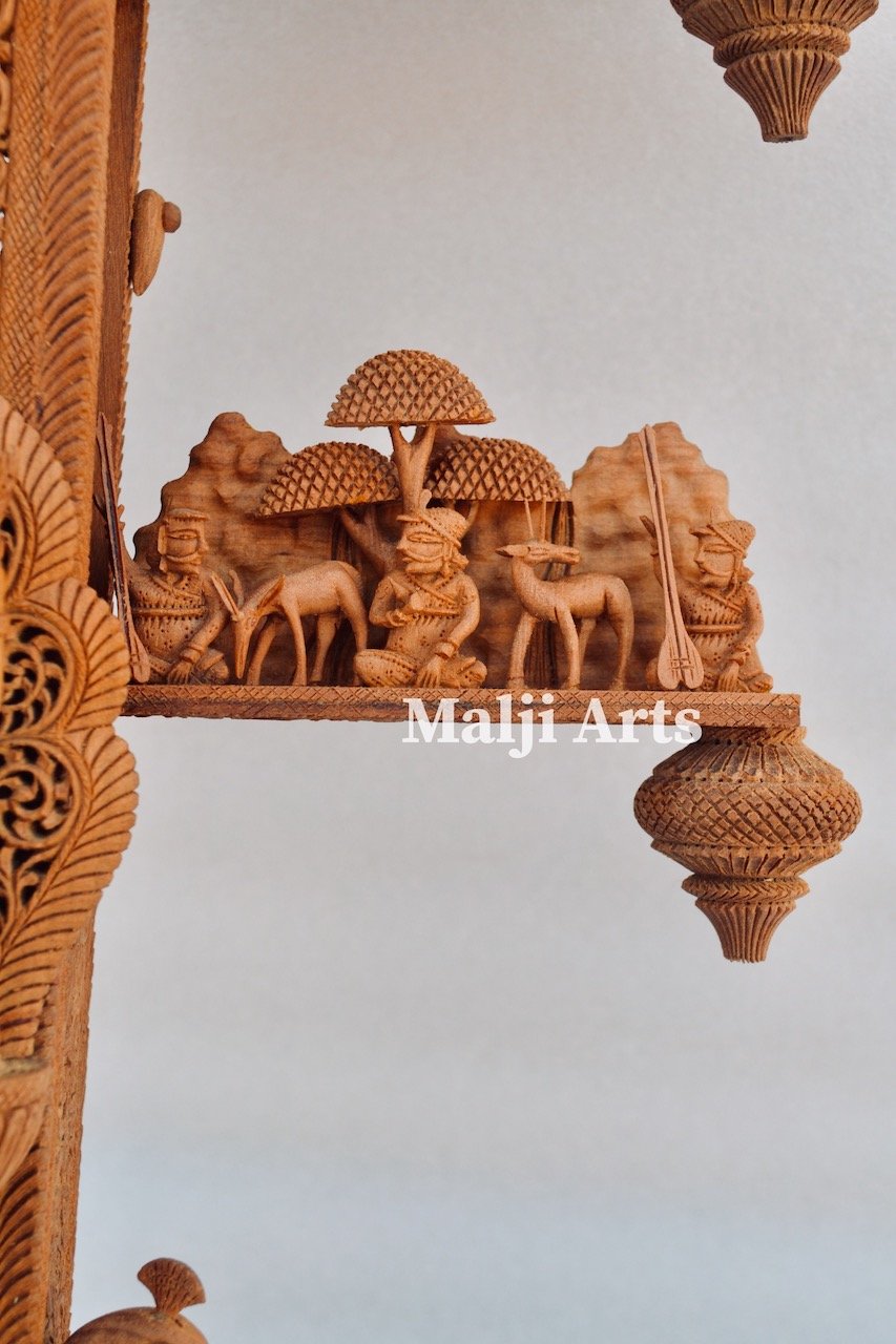 2.4 ft Sandalwood Opening Sitar or Veena Collective Art-piece - Malji Arts