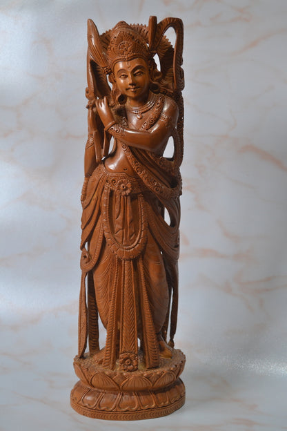 Sandalwood Hand Carved Indian Lord Krishna Statue - Malji Arts