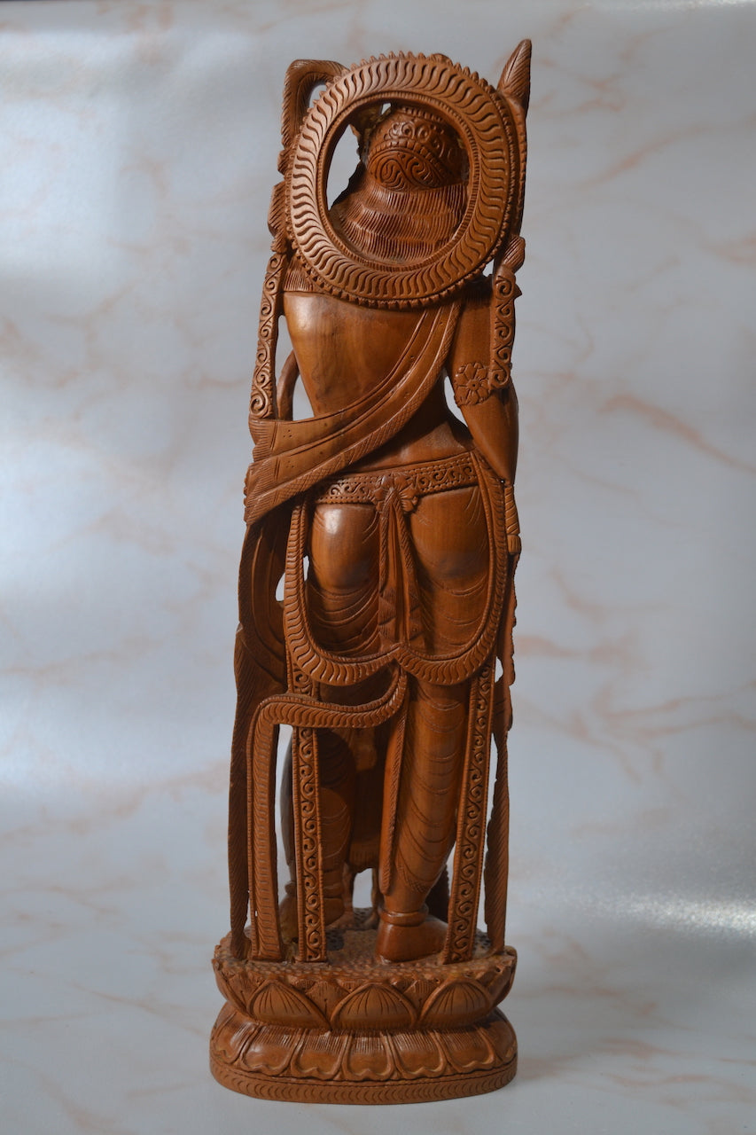 Sandalwood Hand Carved Indian Lord Krishna Statue - Malji Arts