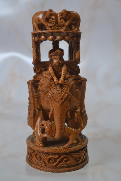 Sandalwood fine Carved Indian Royal Safari Elephant - Malji Arts