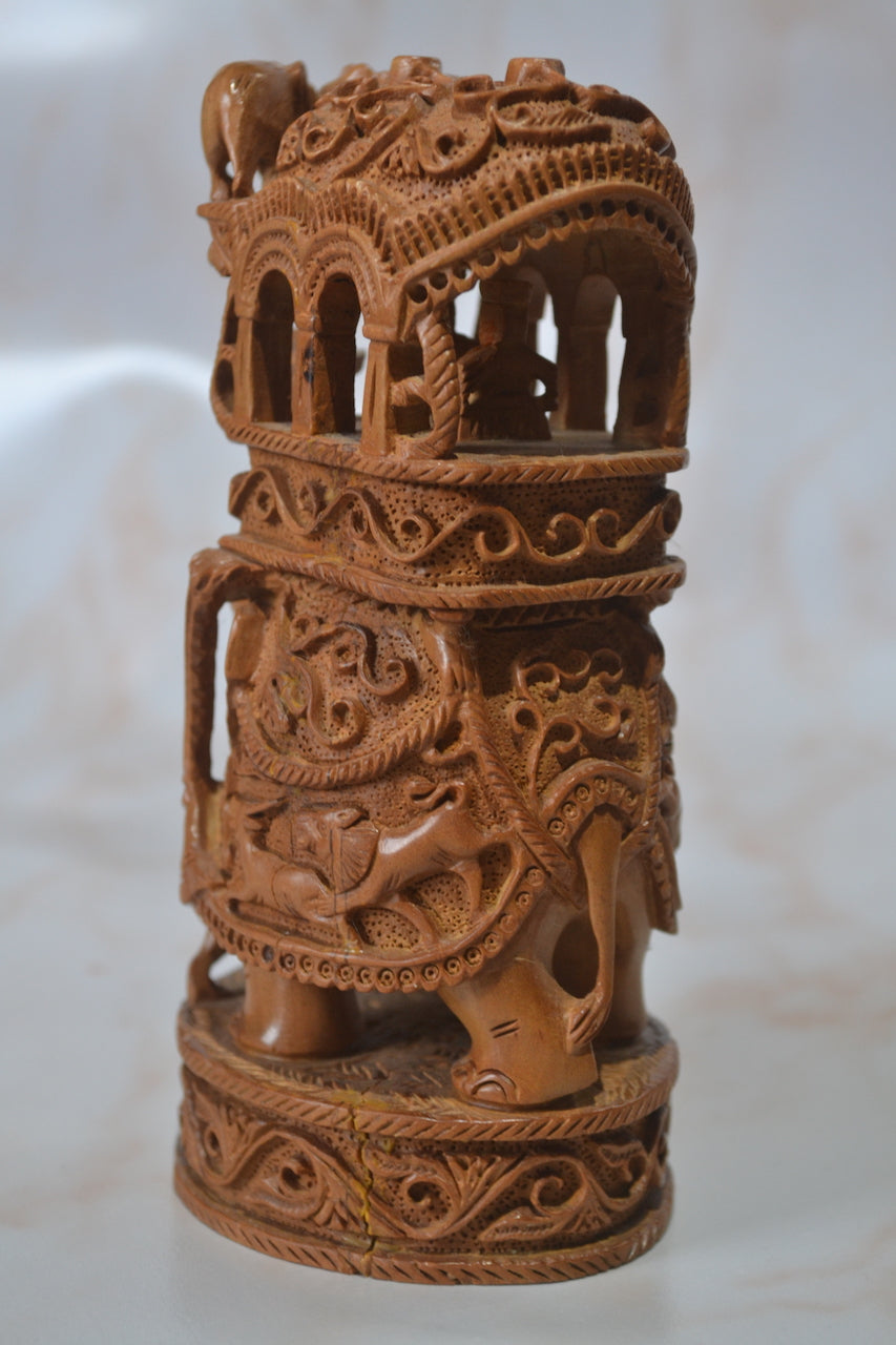 Sandalwood fine Carved Indian Royal Safari Elephant - Malji Arts