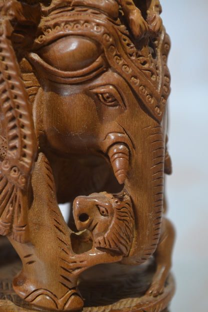 Sandalwood fine Carved Indian Royal Safari Elephant - Malji Arts