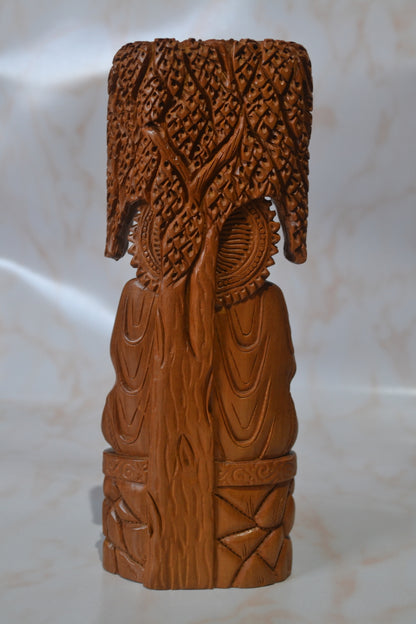 Sandalwood Carved Buddha Sitting under Tree Statue - Malji Arts