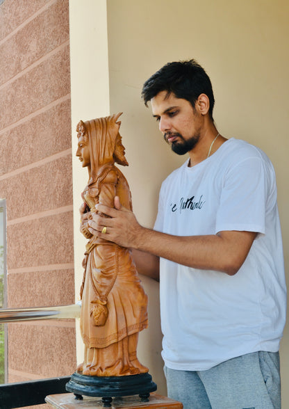 The Sandalwood Carved Double Statue of Mephistopheles & Margaretta - Malji Arts