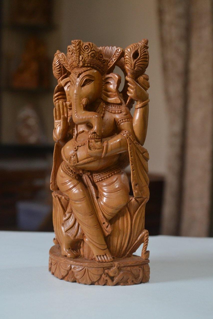 Sandalwood Decorative Ganesha Idol Fine Hand Carved Statue - Malji Arts