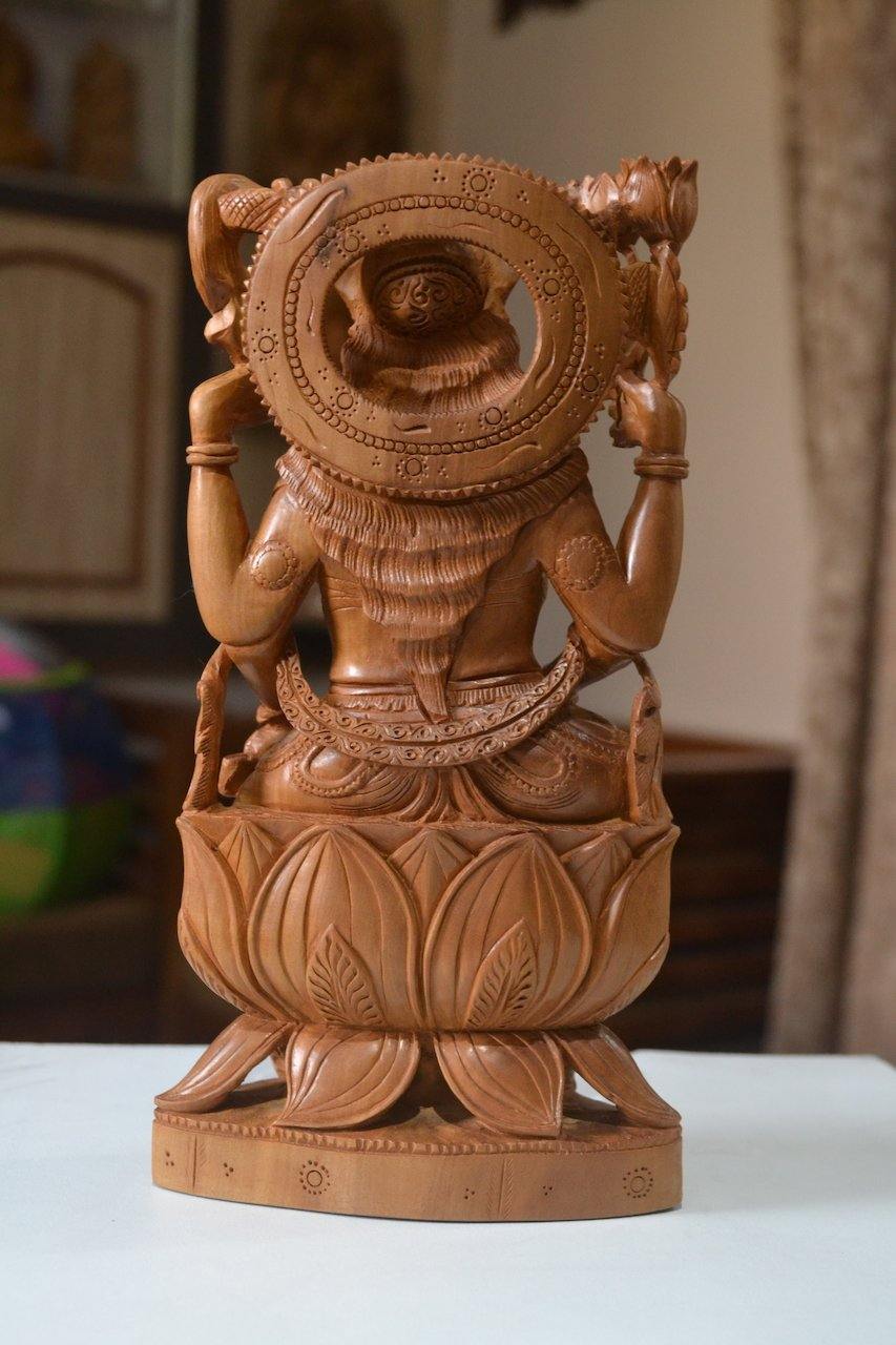 Sandalwood Hindu Goddess Saraswati Fine Hand Carved Statue - Malji Arts