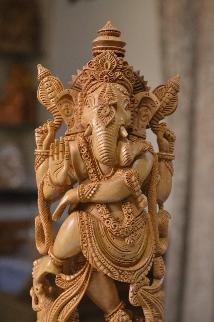 Sandalwood Dancing Ganesha Decorative Statue - Malji Arts