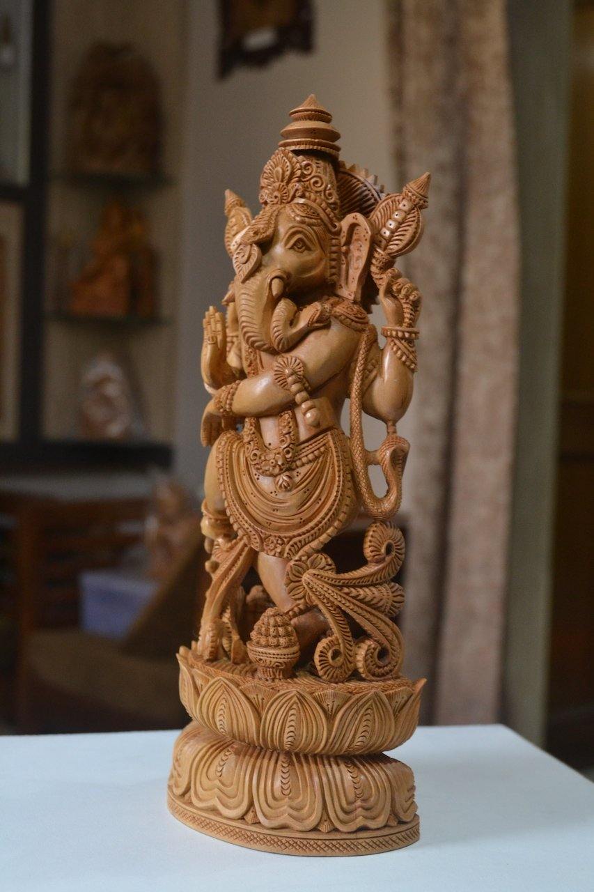 Sandalwood Dancing Ganesha Decorative Statue - Malji Arts