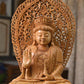 1 ft Beautifully Carved Wooden Jali Buddha Sitting Statue - Malji Arts