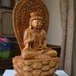1 ft Beautifully Carved Wooden Jali Buddha Sitting Statue - Malji Arts