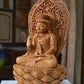 1 ft Beautifully Carved Wooden Jali Buddha Sitting Statue - Malji Arts