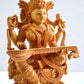 Wooden Special Carved Sitting Goddess Saraswati Statue - Malji Arts