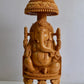 17" inch Wooden Large Special Smiling Lord Ganesha Chatri Round - Malji Arts