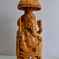 17" inch Wooden Large Special Smiling Lord Ganesha Chatri Round - Malji Arts