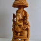 17" inch Wooden Large Special Smiling Lord Ganesha Chatri Round - Malji Arts