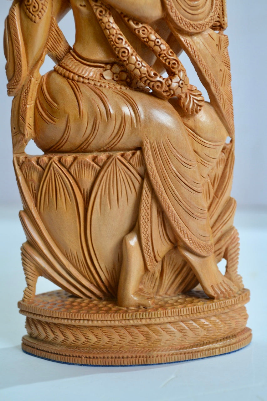 Authentic Aged Mysore Sandalwood Beautiful Krishna Sitting Statue - Malji Arts