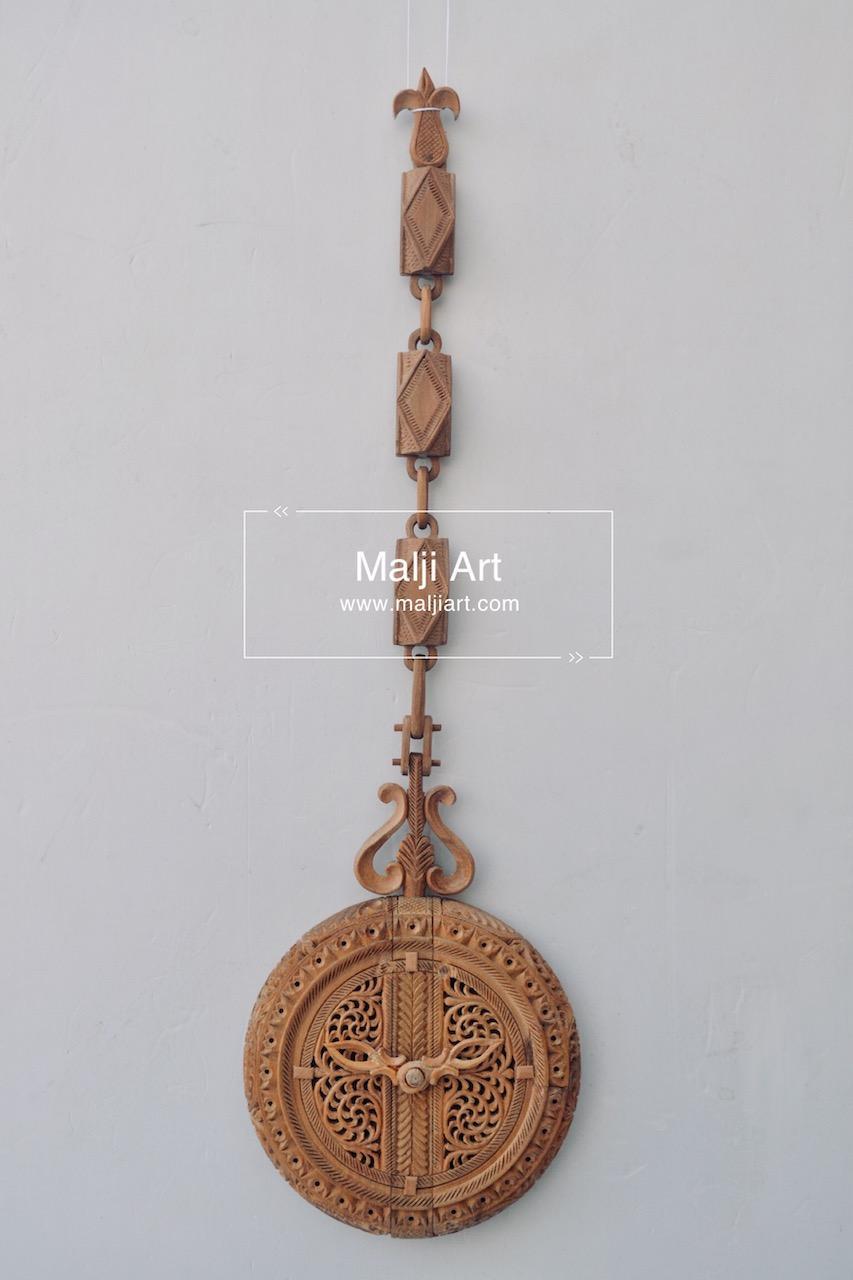 Sandalwood Carved Opening Pocket Watch Collective Piece - Malji Arts