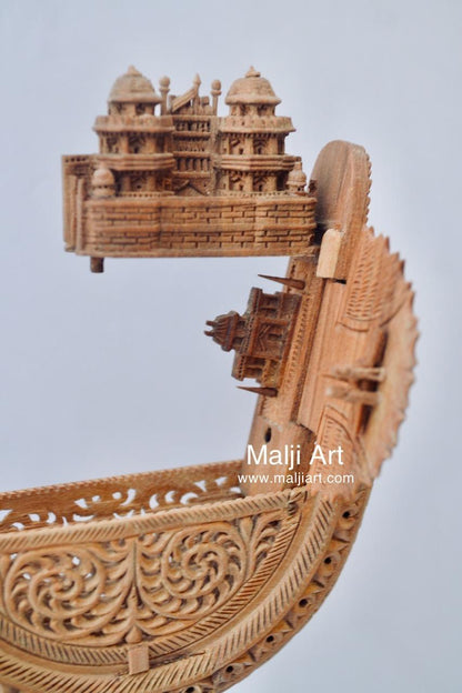 Sandalwood Carved Opening Pocket Watch Collective Piece - Malji Arts