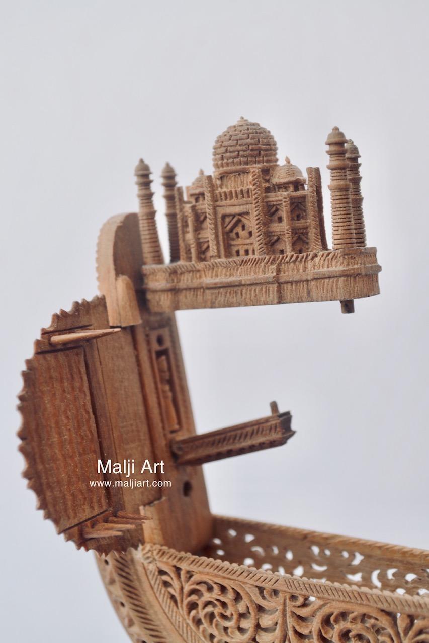 Sandalwood Carved Opening Pocket Watch Collective Piece - Malji Arts
