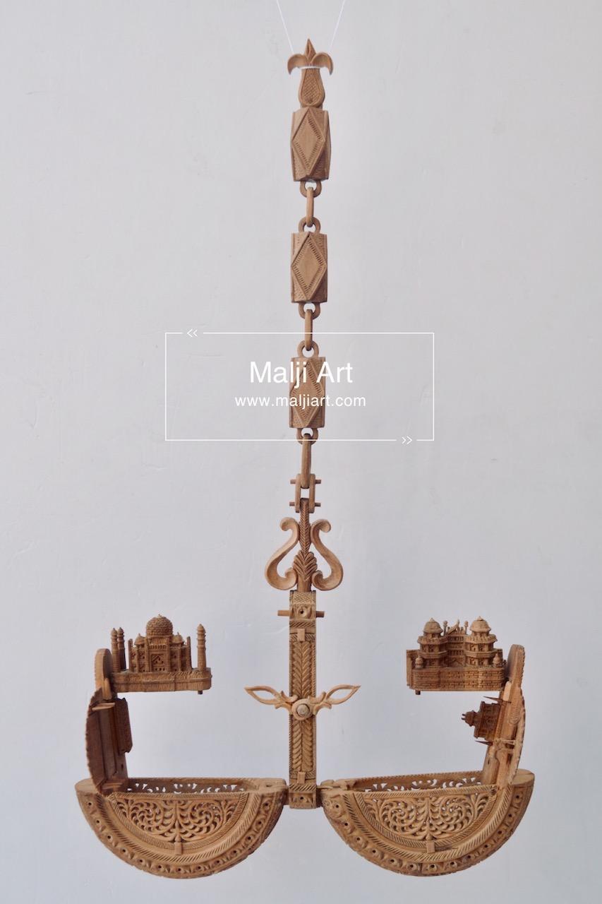 Sandalwood Carved Opening Pocket Watch Collective Piece - Malji Arts