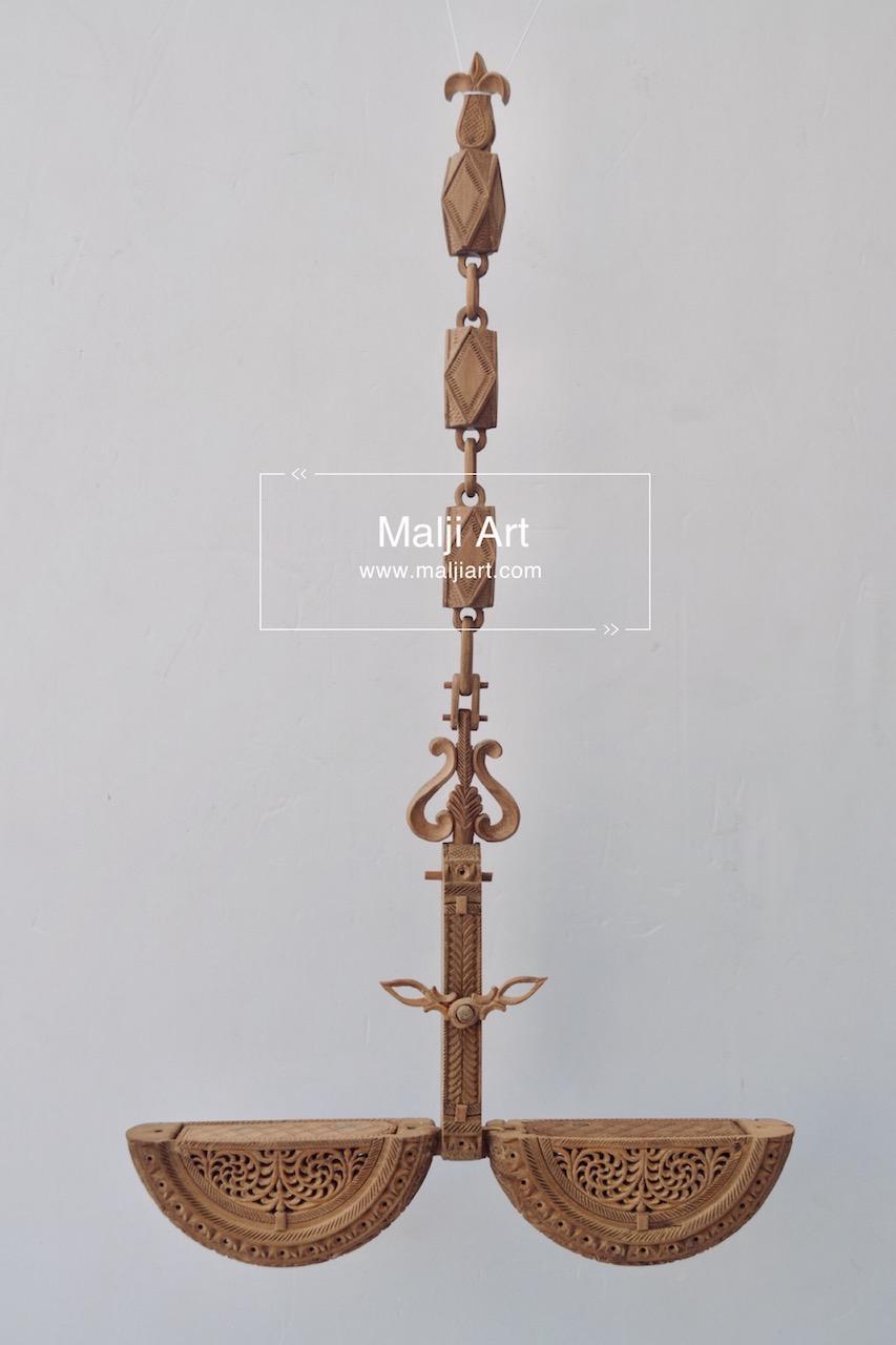 Sandalwood Carved Opening Pocket Watch Collective Piece - Malji Arts