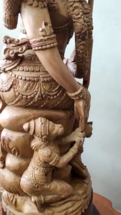 Sandalwood Lord Rama with Hanuman Quality Carving Statue - Malji Arts