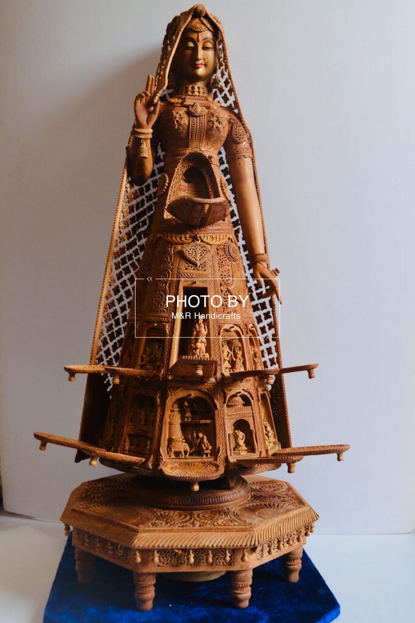 Sandalwood fine Carved Art Piece Rajasthani Lady - Malji Arts