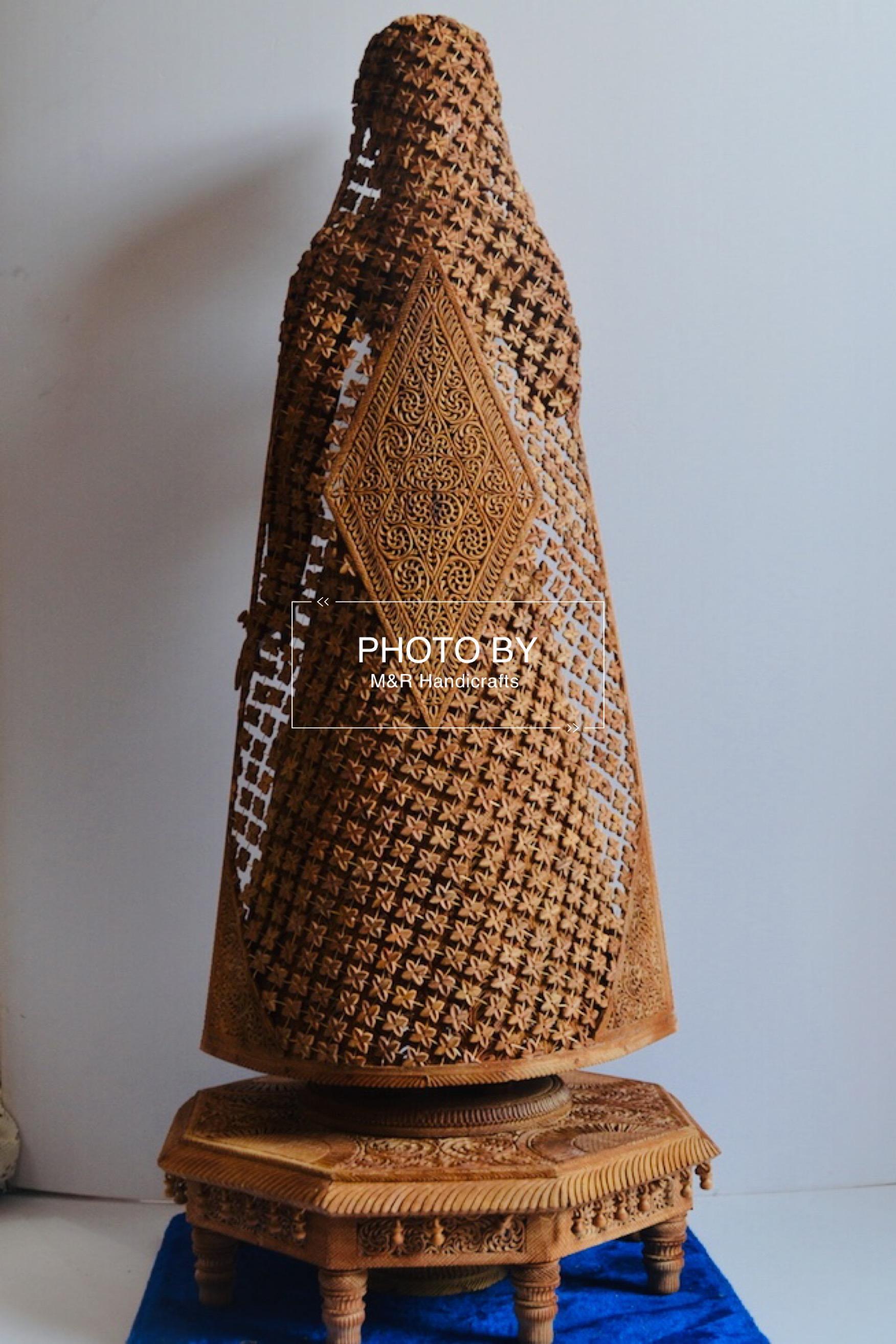 Sandalwood fine Carved Art Piece Rajasthani Lady - Malji Arts
